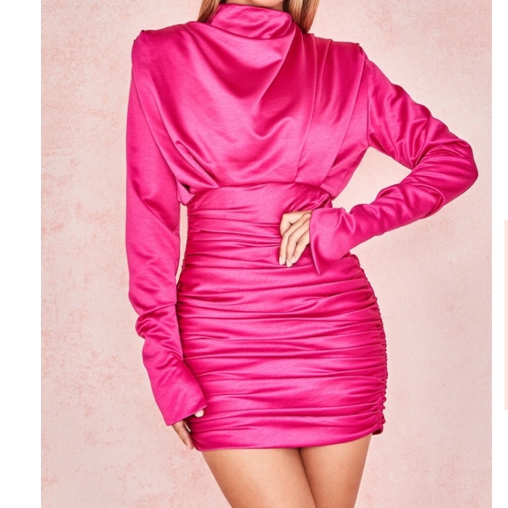 House of CB ‘Giorgiana Hot Pink Satin Drape’ dress